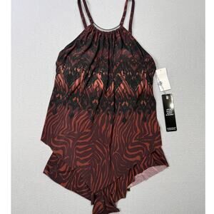 MagicSuit Women's Goldie Romper One Piece Swimsuit Black/brown Zabra 12 $186
